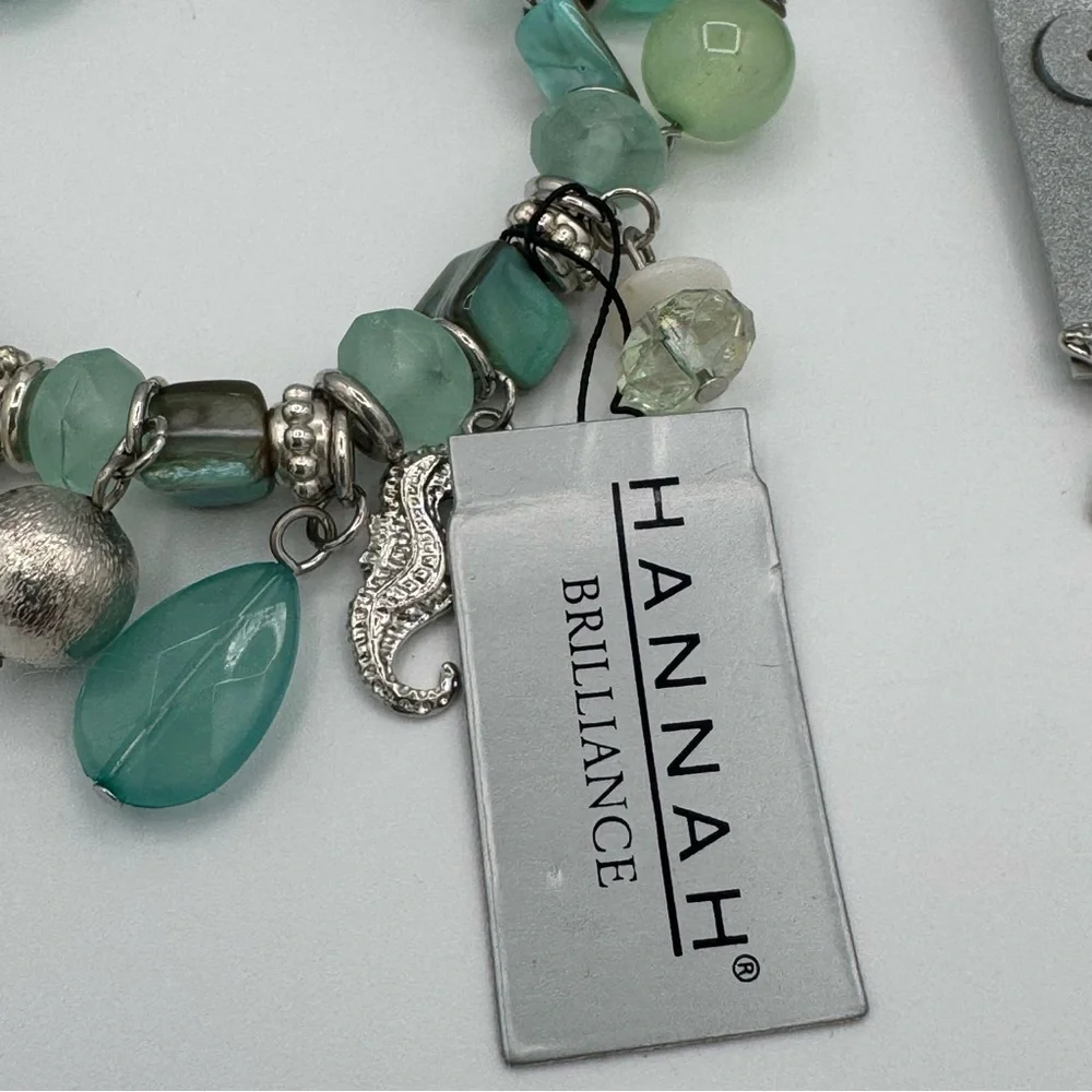 Hannah Brilliance Nautical Beach Ocean Sea Glass Sea Life Bracelet and Earrings - Picture 8 of 11